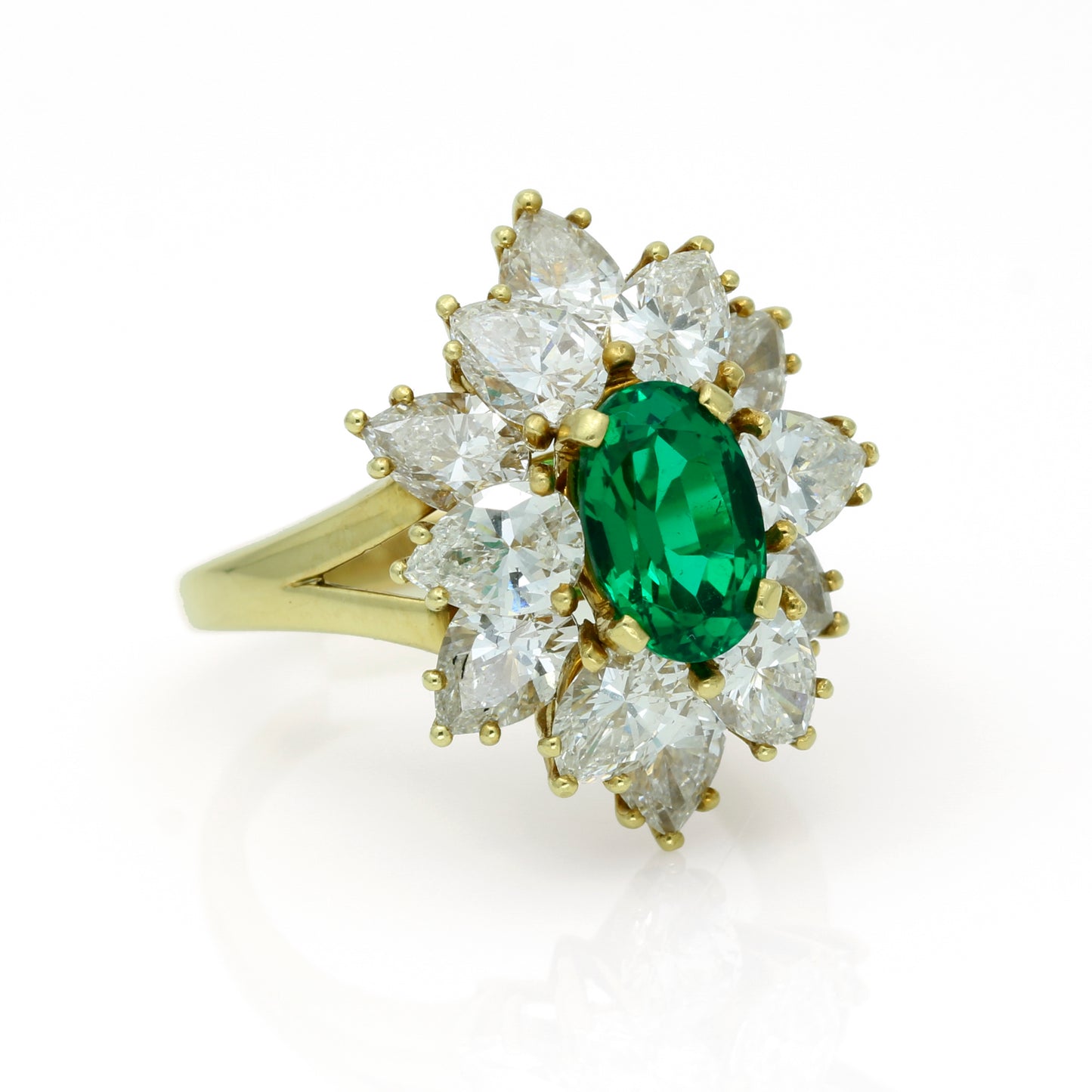 GIA Certified 1.77ct Emerald Diamond Statement Ring in 18k Yellow Gold
