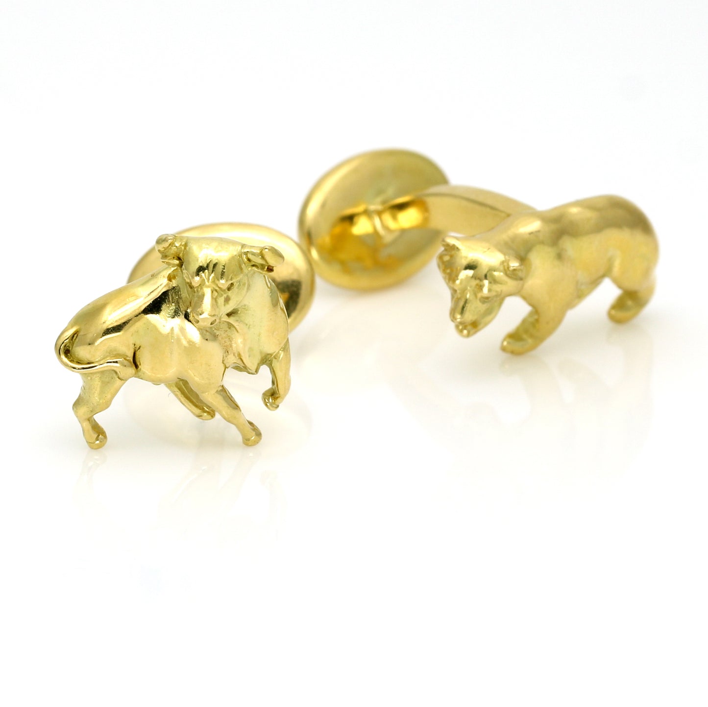 Rare Tiffany & Co. Bull Bear 18k Gold Cufflinks Wall Street Symbols 1999