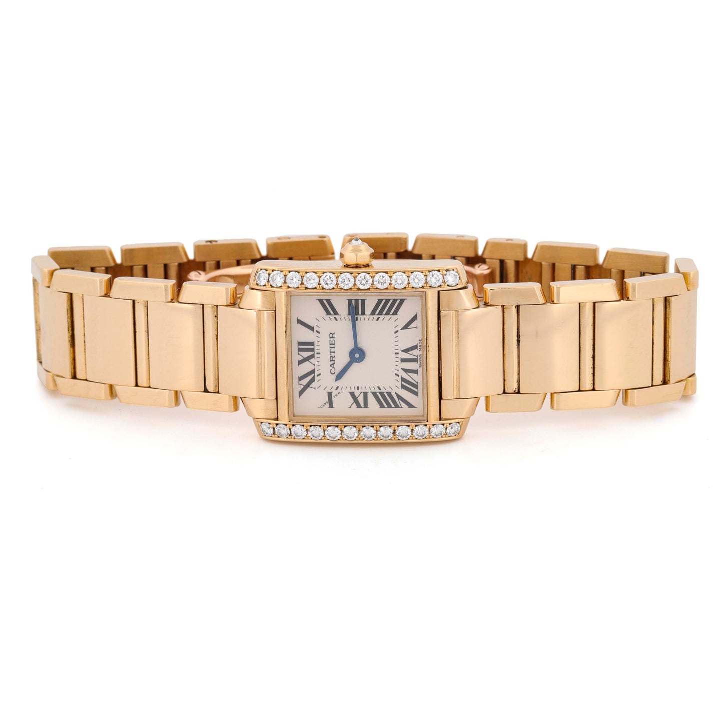 Cartier Tank Francaise 18k Gold Diamond Watch WE1001R8 with Box and Papers