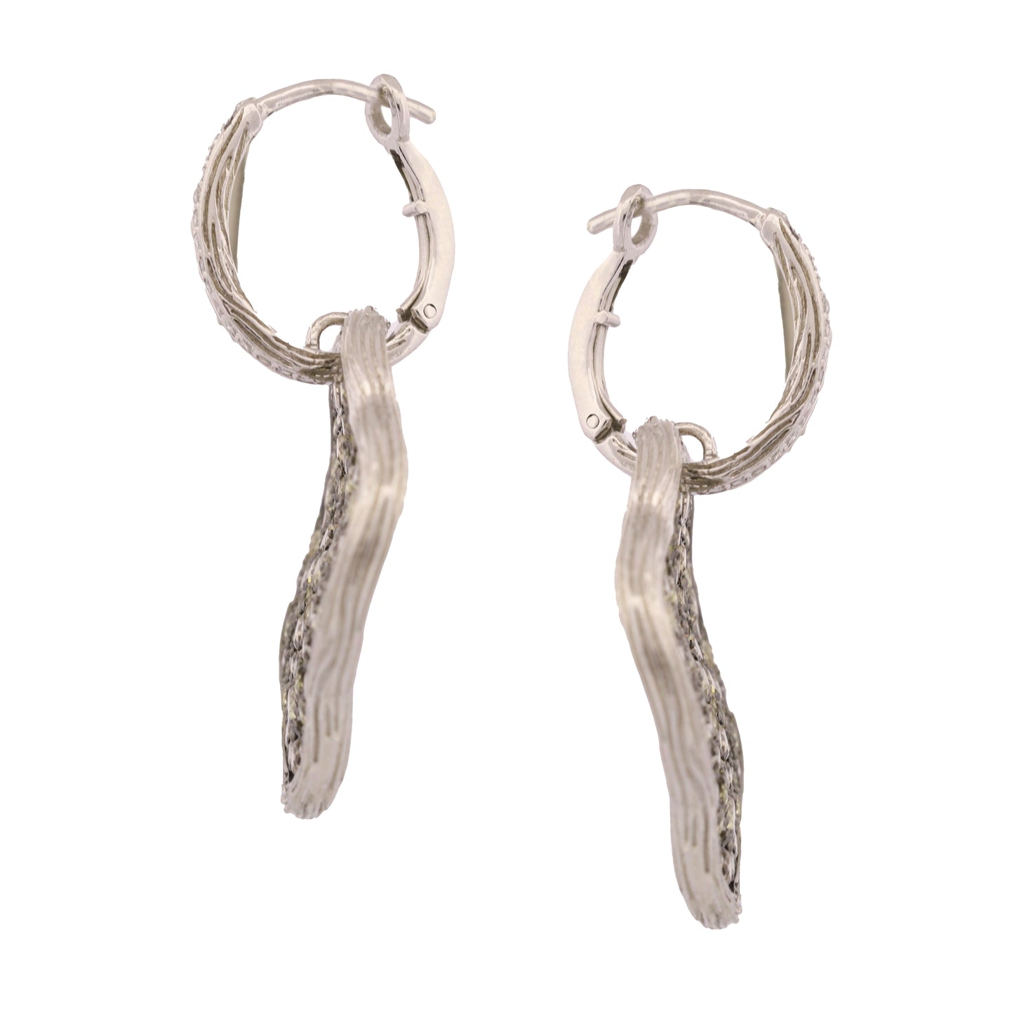 Champagne Diamond Quatrefoil Earrings in 14k White Gold - GJR Signed