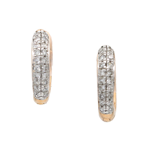 Minimalist Diamond Huggies Tiny Hoop Earrings in 14k Rose Gold