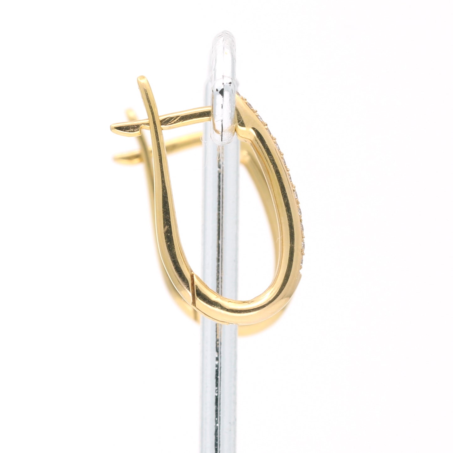 Modern Minimalist Diamond Oval Elongated Hoop Earrings in 18k Rose Gold