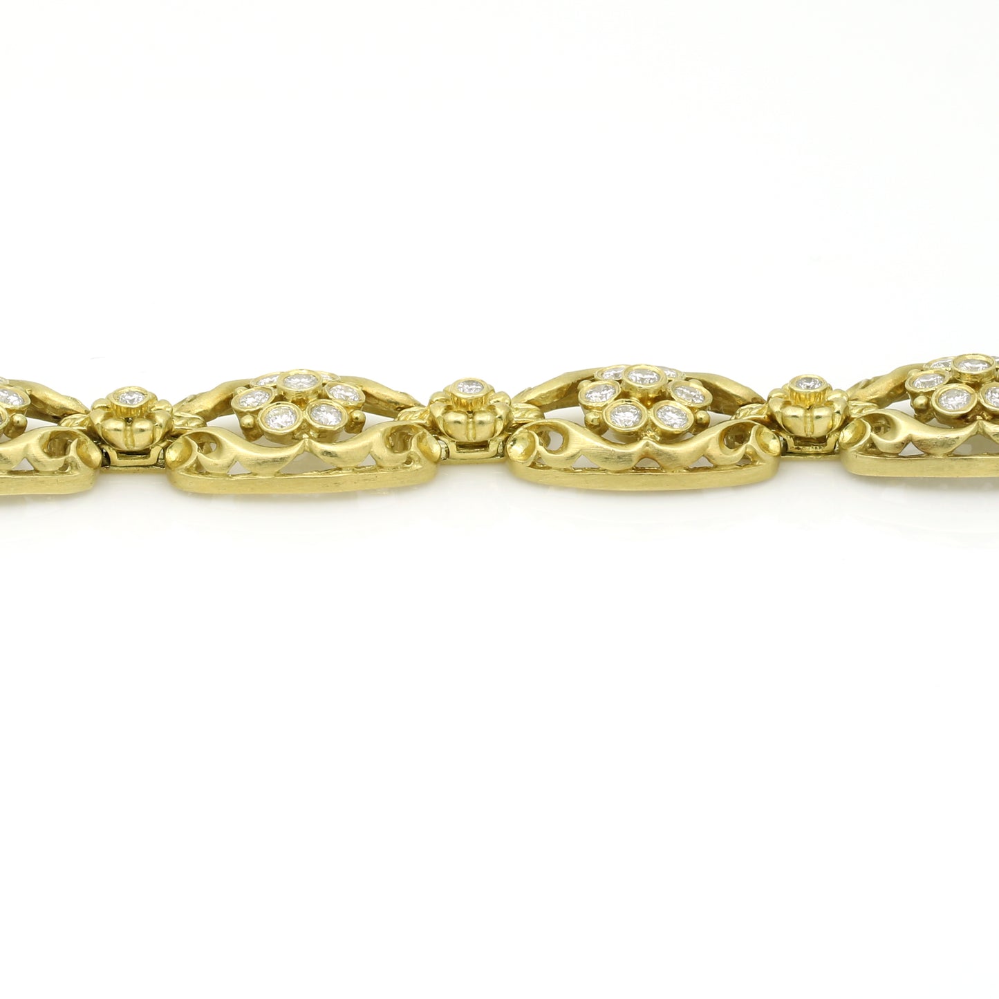 Designs Unlimited Women's Diamond Fancy Openwork Flower Link Bracelet in 18k Gold