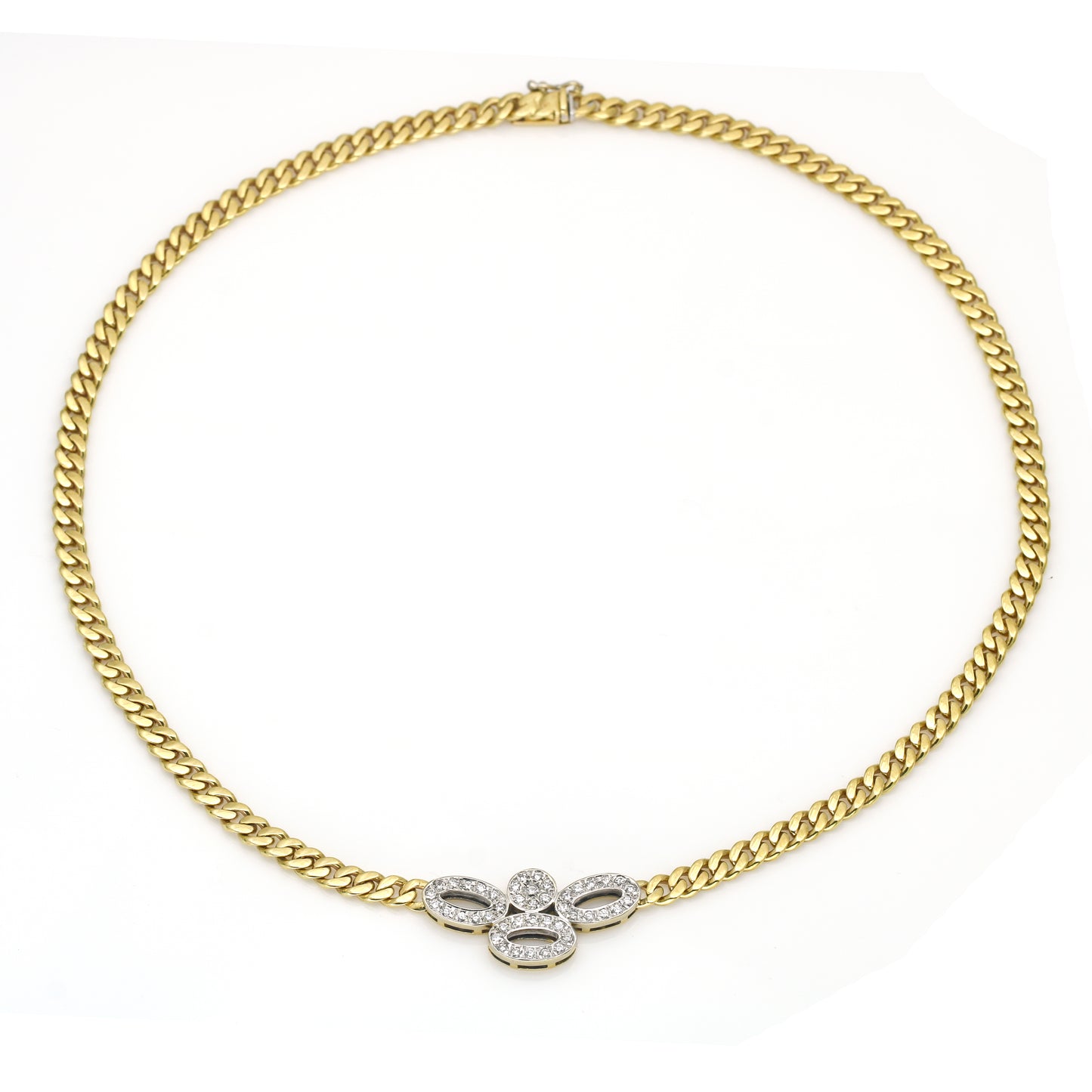 Nicolis Cola Diamond 18k Yellow Gold Necklace Curb Link Chain