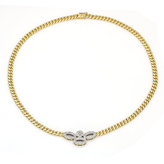 Nicolis Cola Diamond 18k Yellow Gold Necklace Curb Link Chain