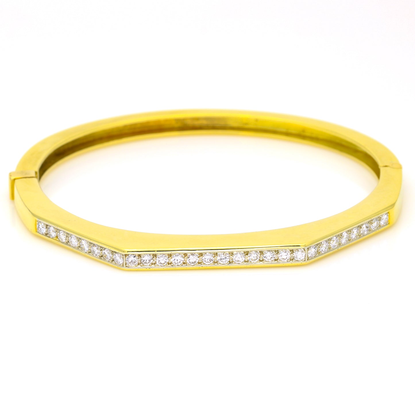 Stylish Womne's Geometric Diamond Bangle Bracelet in 18k Yellow Gold