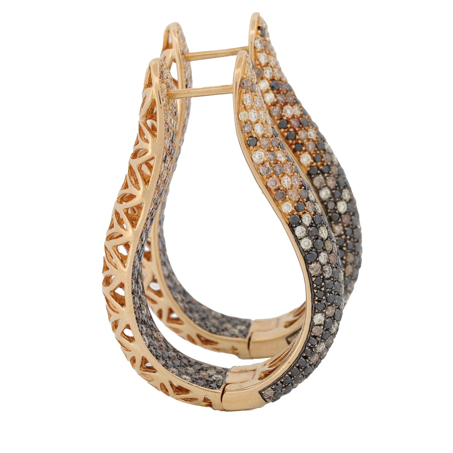 LTJ Inside-Out Fancy Color Diamond Hoop Earrings in 18k Yellow Gold