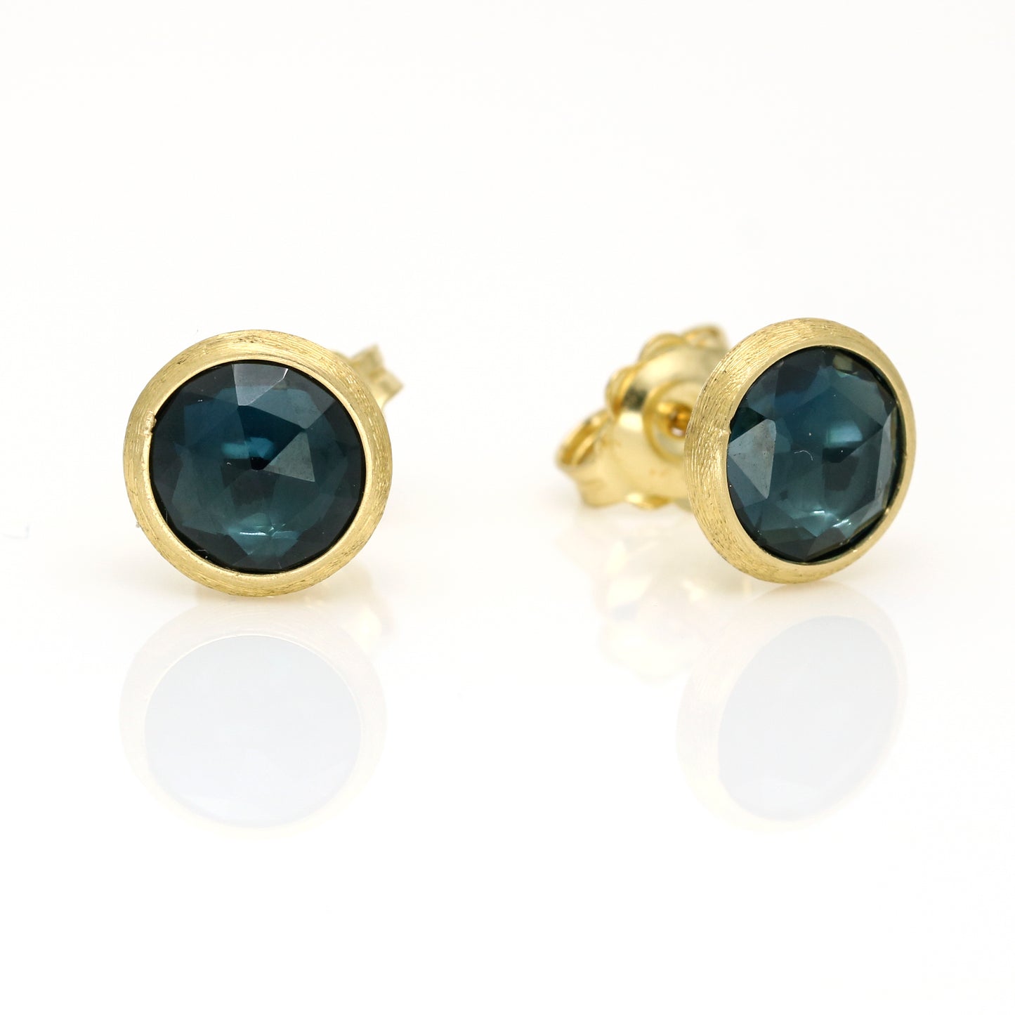 Marco Bicego Jaipur Color Collection Hampton Blue Topaz Stud Earrings in 18k Yellow Gold
