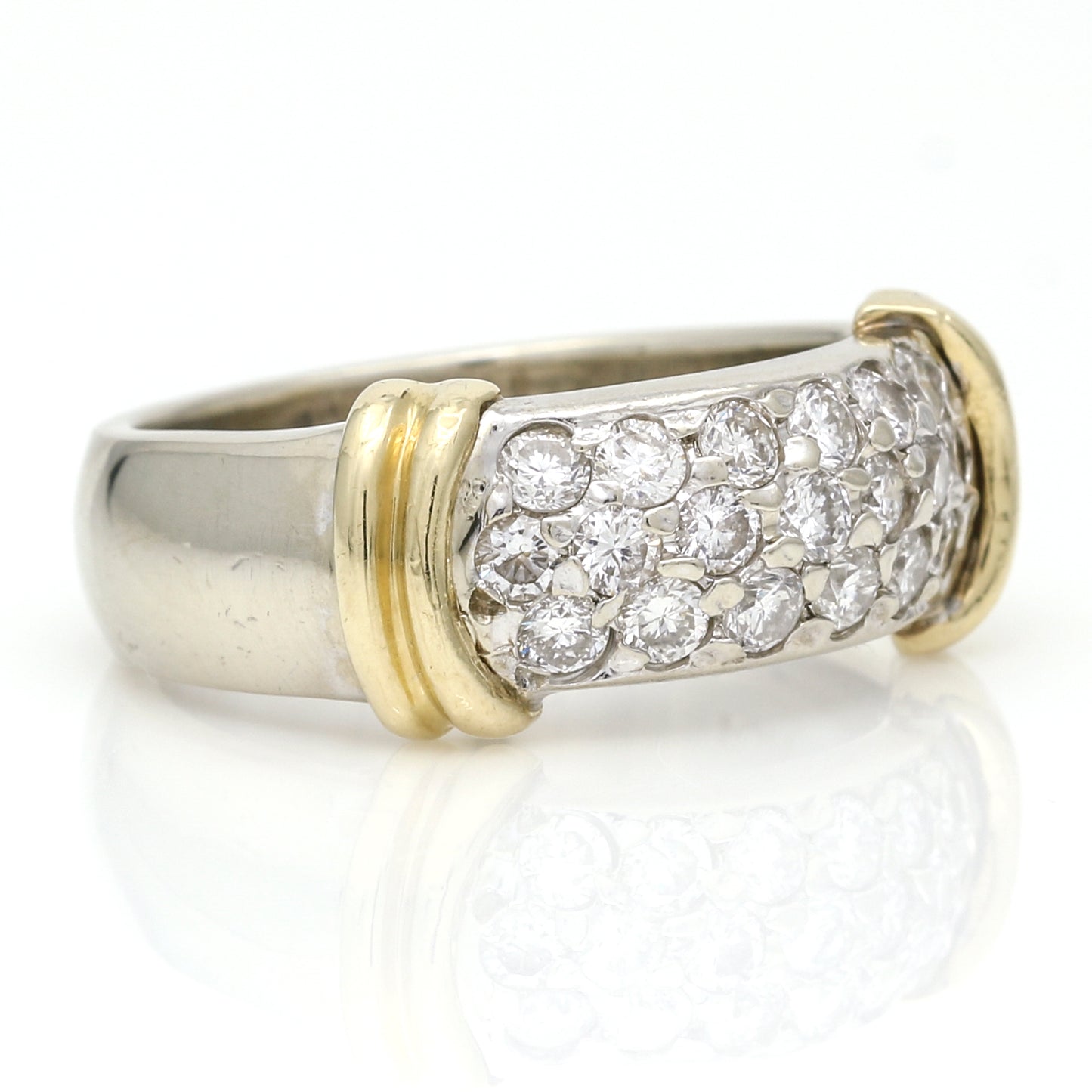 Women's Pave Diamond Band Ring in 14k White and Yellow Gold